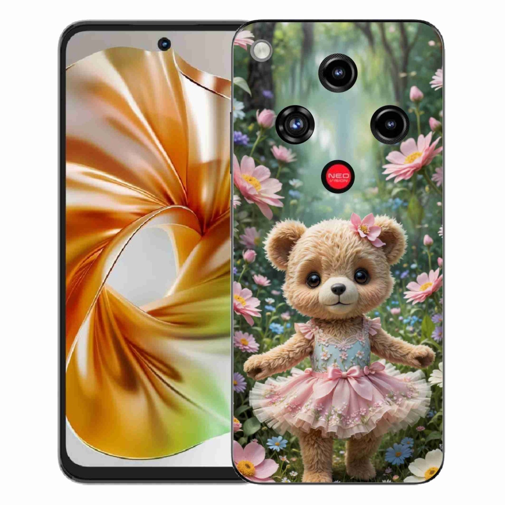 Gelový kryt mmCase na ZTE Nubia Focus 2 - roztomilý medvídek v květinách