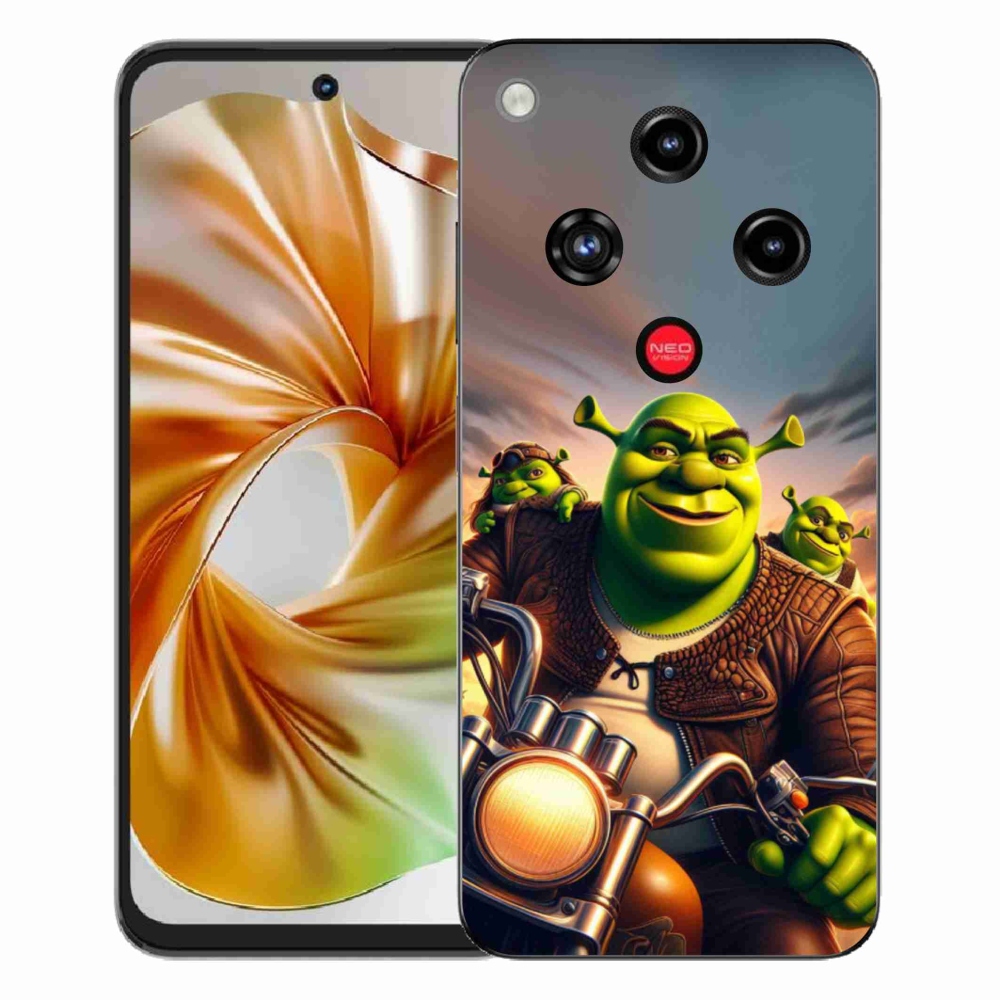 Gelový kryt mmCase na ZTE Nubia Focus 2 - shrek na motorce