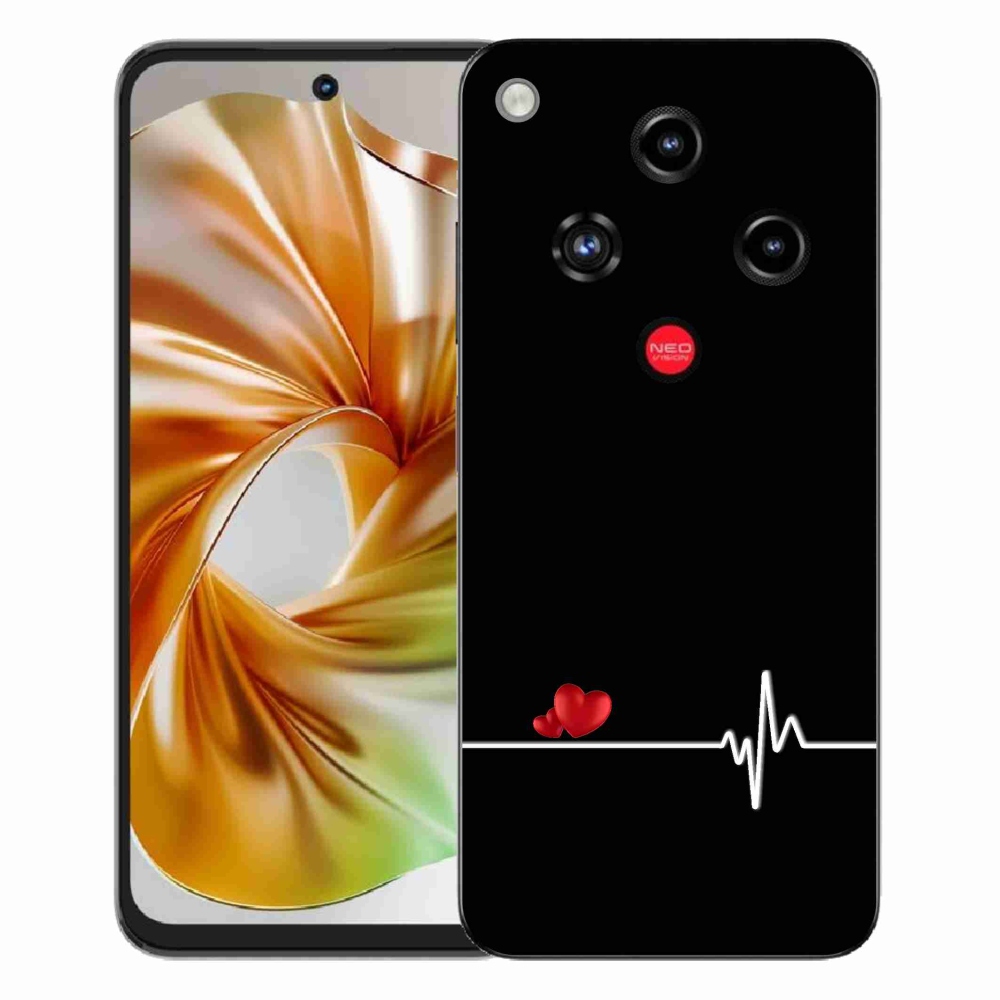 Gelový kryt mmCase na ZTE Nubia Focus 2 - srdce a tep černé pozadí