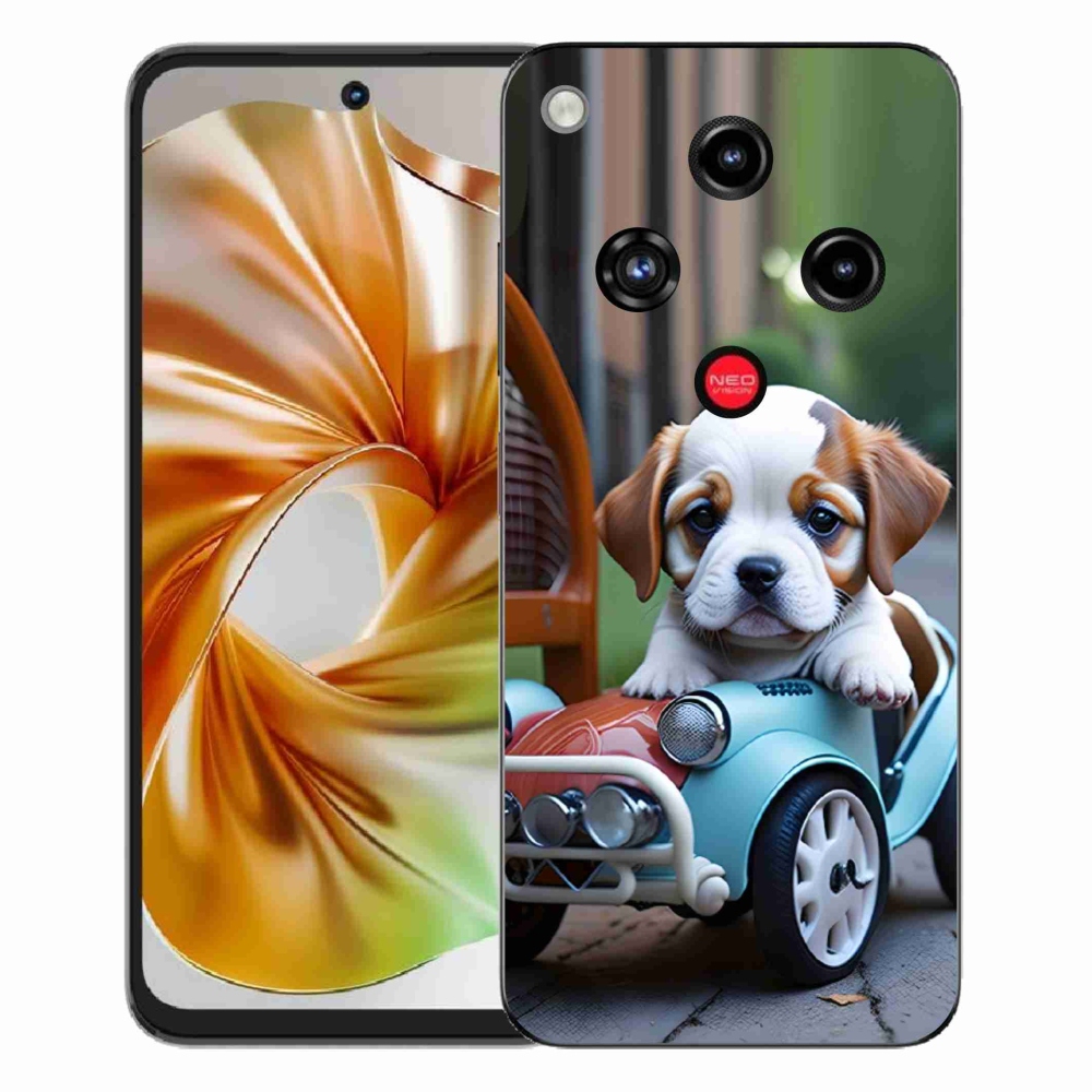 Gelový kryt mmCase na ZTE Nubia Focus 2 - štěně v retro autě