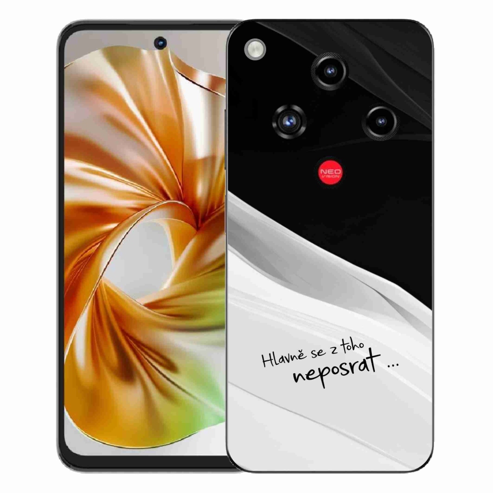 Gelový kryt mmCase na ZTE Nubia Focus 2 - vtipný text 13 bíločerné pozadí