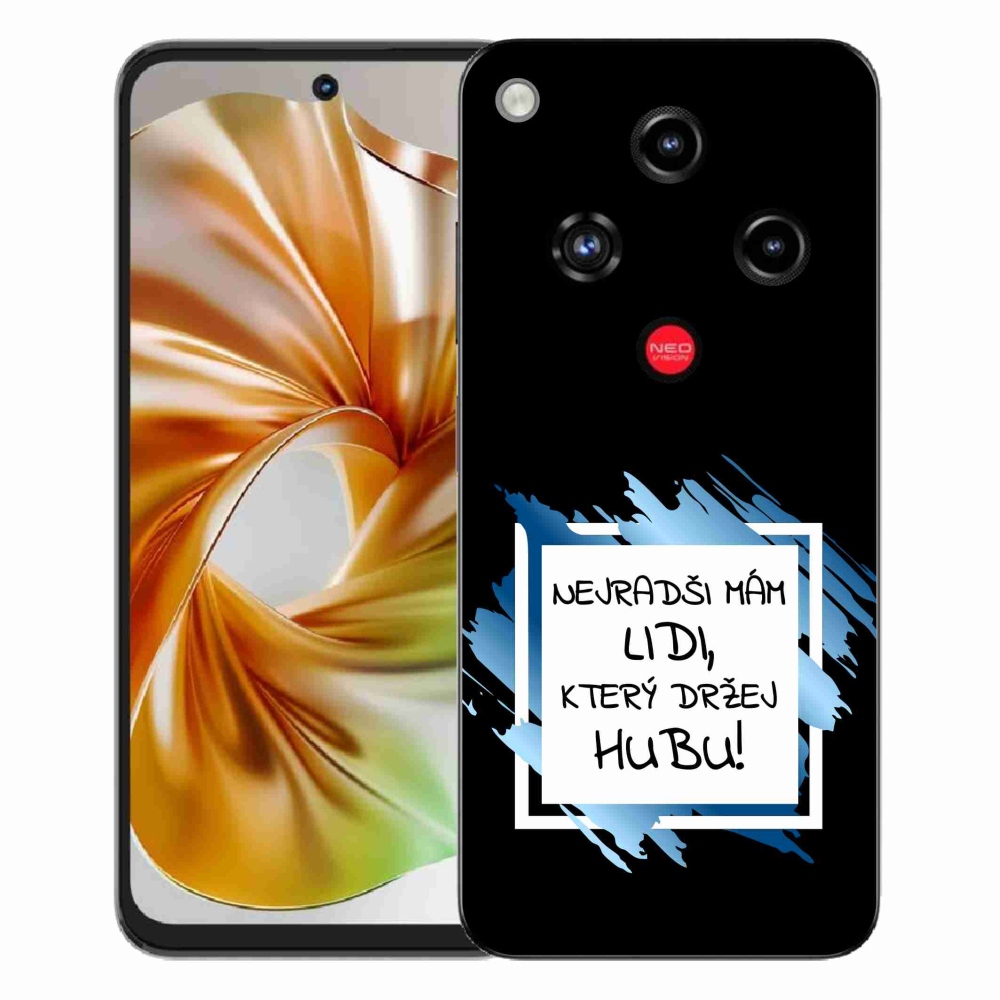 Gelový kryt mmCase na ZTE Nubia Focus 2 - vtipný text 7 bíločerné pozadí