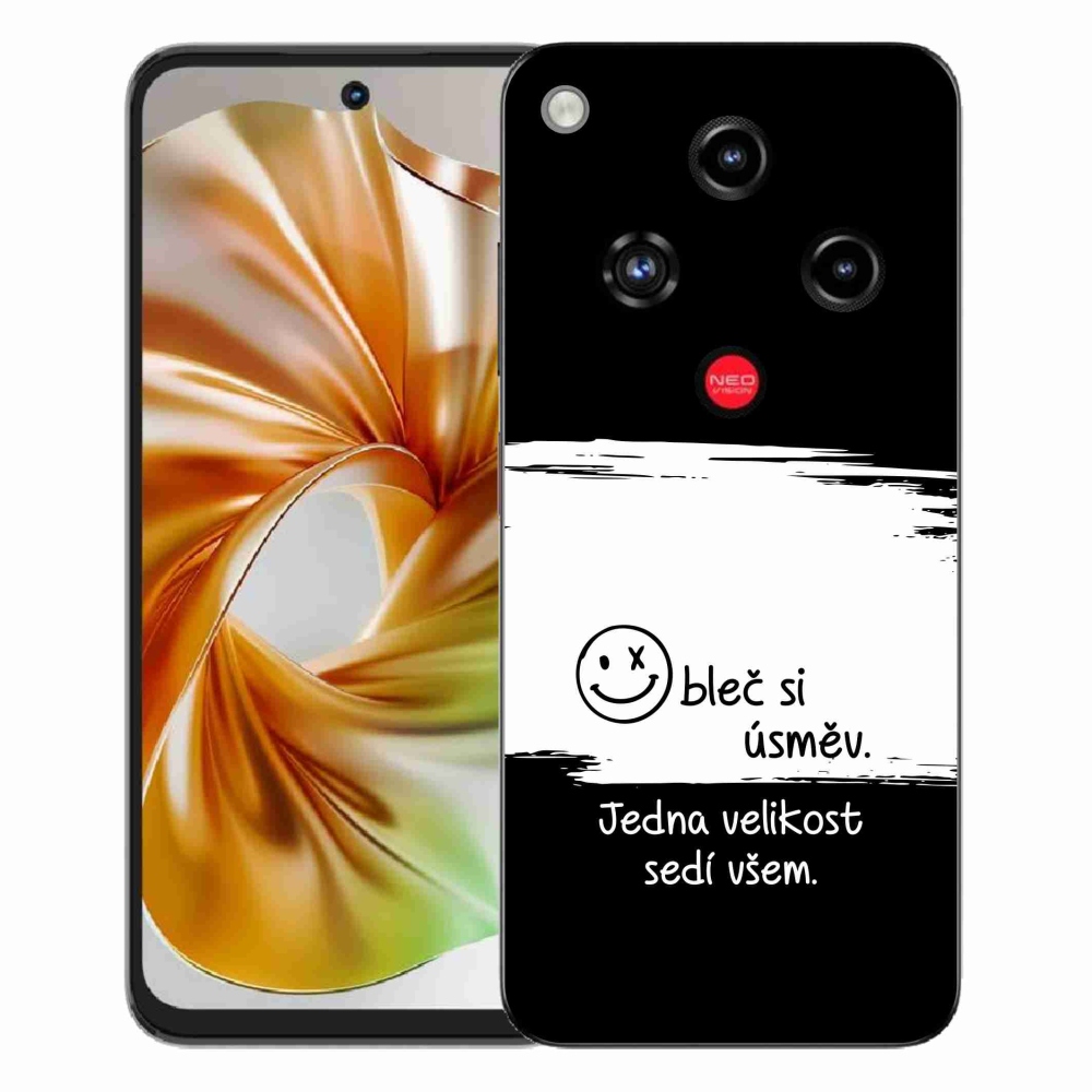 Gelový kryt mmCase na ZTE Nubia Focus 2 - vtipný text 8 bíločerné pozadí