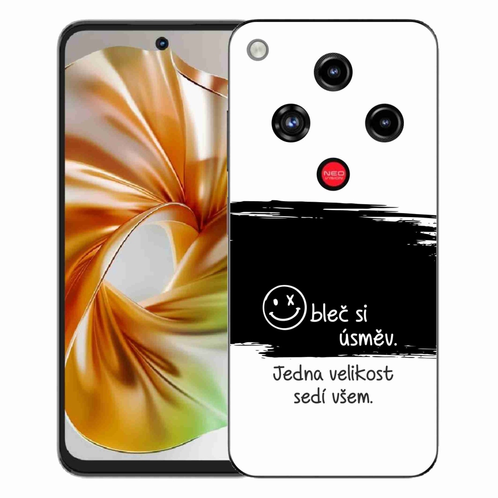 Gelový kryt mmCase na ZTE Nubia Focus 2 - vtipný text 8 černobílé pozadí