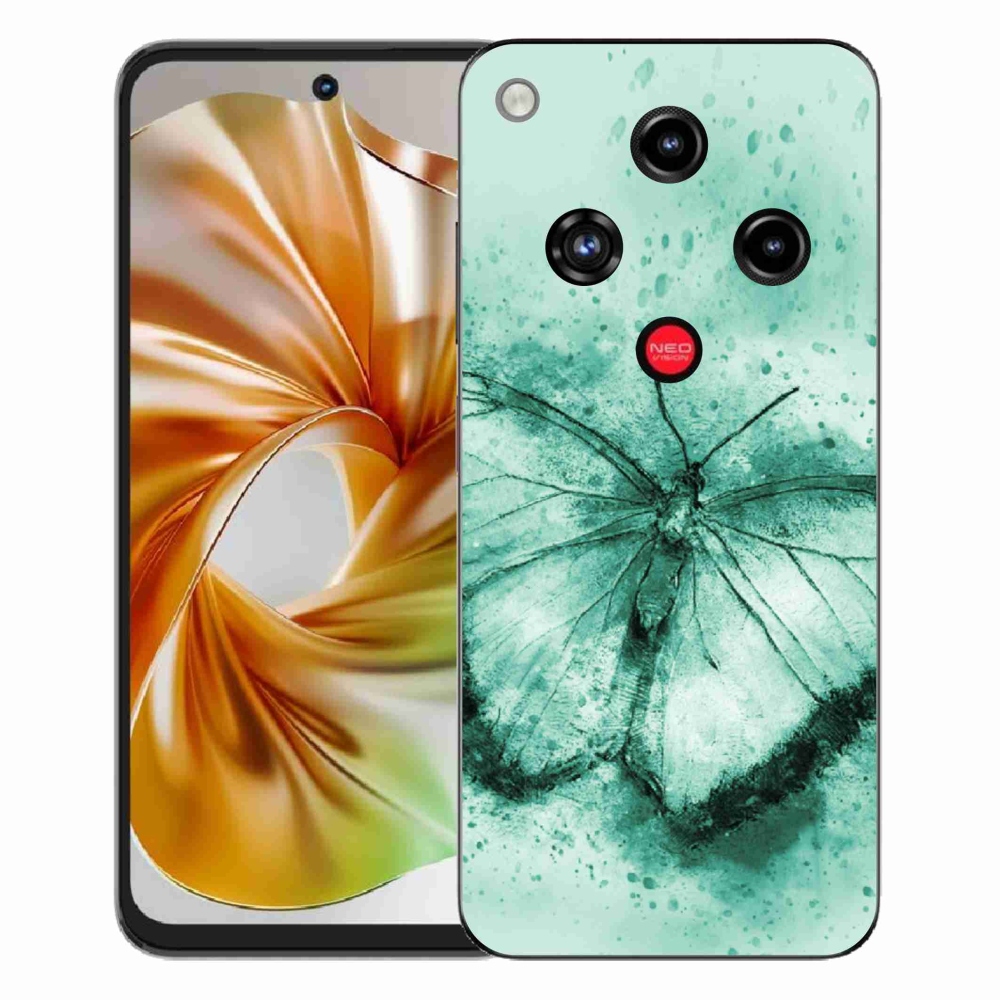 Gelový kryt mmCase na ZTE Nubia Focus 2 - zelený motýl