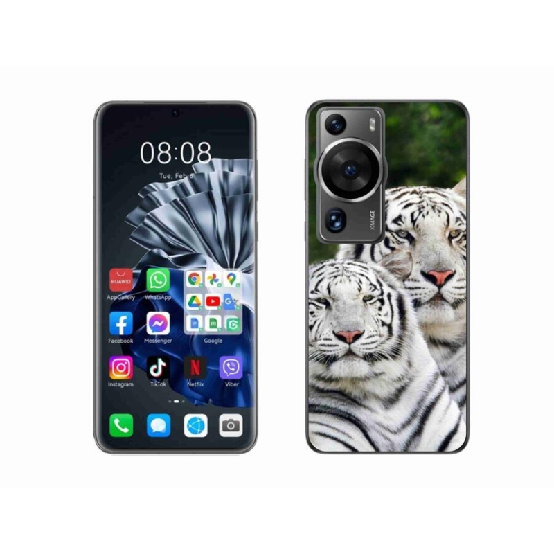 Gelový obal mmCase na Huawei P60 Pro - bílí tygři