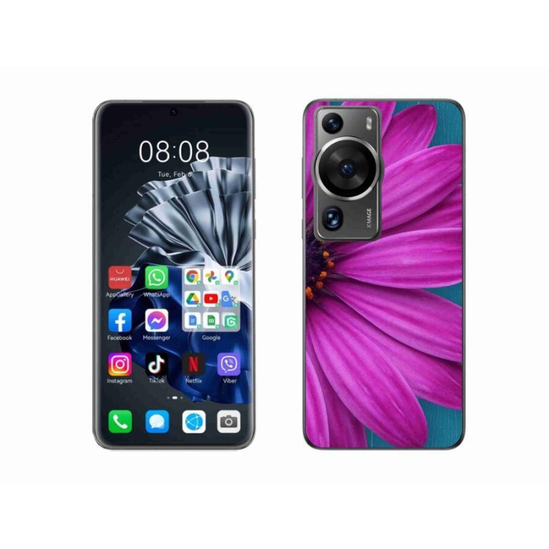 Gelový obal mmCase na Huawei P60 Pro - fialová kopretina