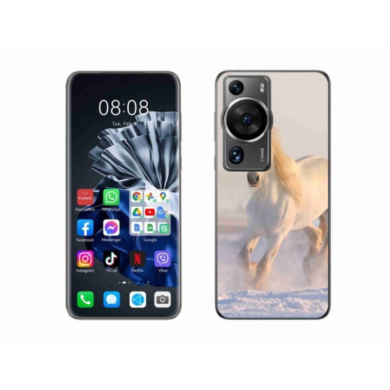 Gelový obal mmCase na Huawei P60 Pro - kůň ve sněhu
