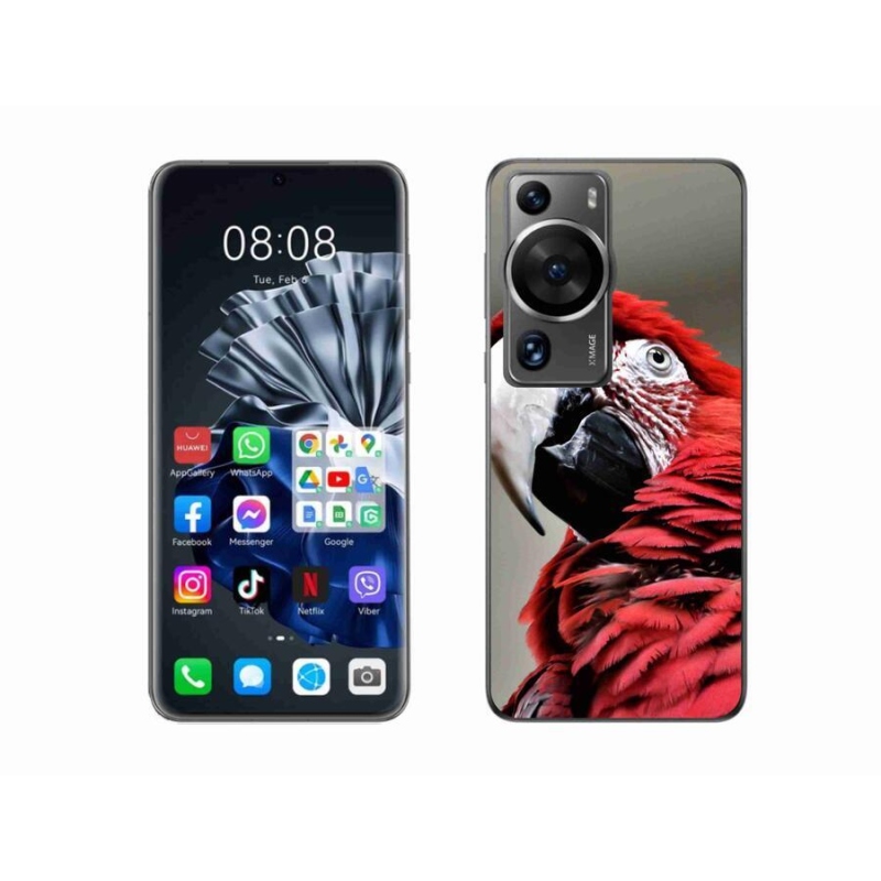 Gelový obal mmCase na Huawei P60 Pro - papoušek ara červený