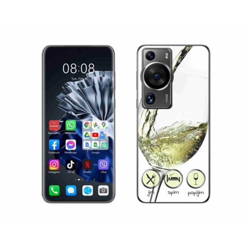 Gelový obal mmCase na Huawei P60 Pro - sklenička vína bílé