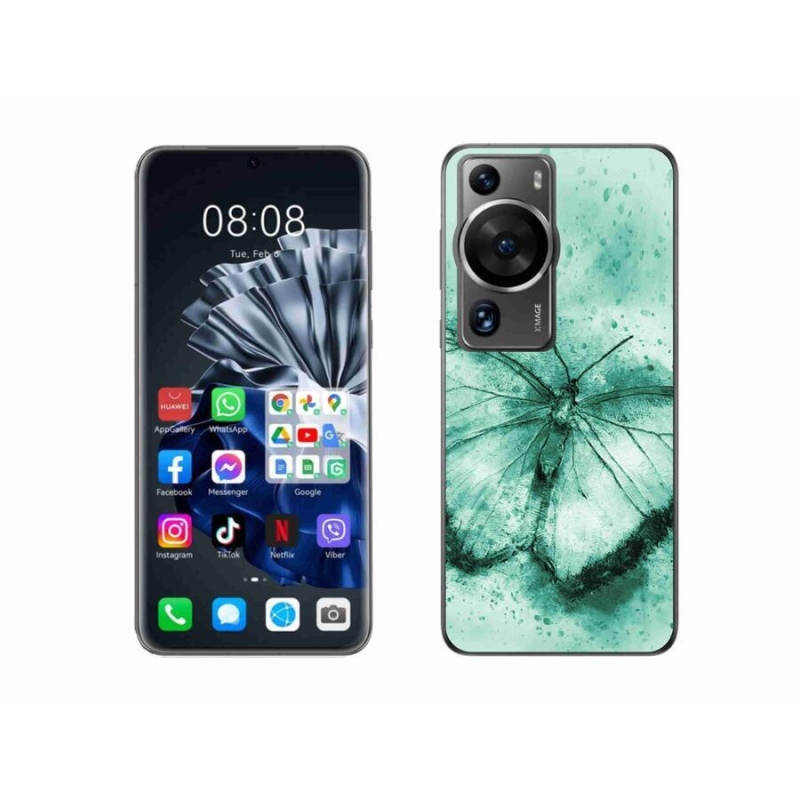 Gelový obal mmCase na Huawei P60 Pro - zelený motýl