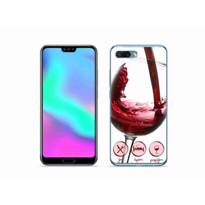 Gelový obal mmCase na mobil Honor 10 - sklenička vína červené