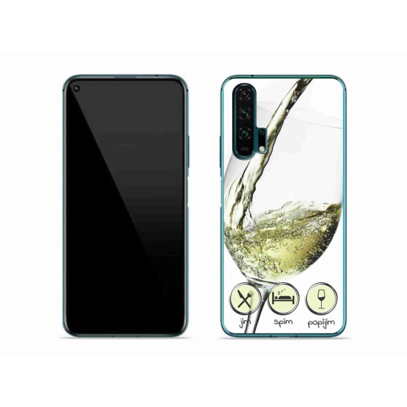 Gelový obal mmCase na mobil Honor 20 Pro - sklenička vína bílé