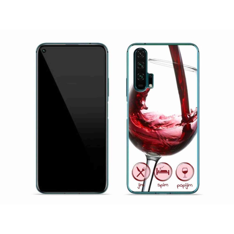 Gelový obal mmCase na mobil Honor 20 Pro - sklenička vína červené