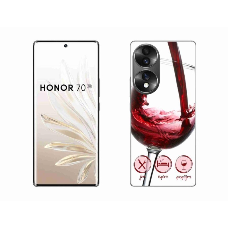 Gelový obal mmCase na mobil Honor 70 - sklenička vína červené