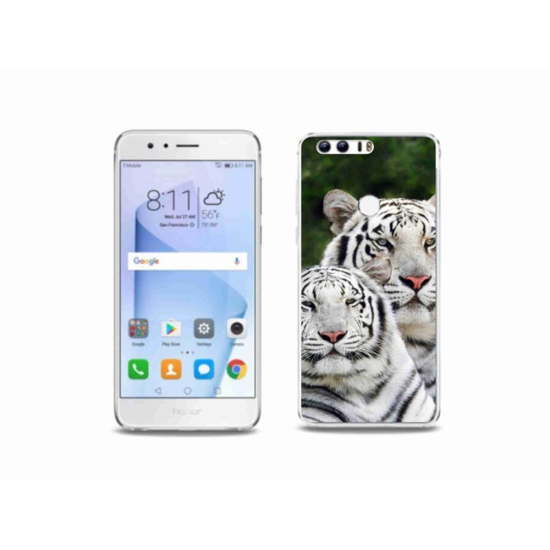 Gelový obal mmCase na mobil Honor 8 - bílí tygři