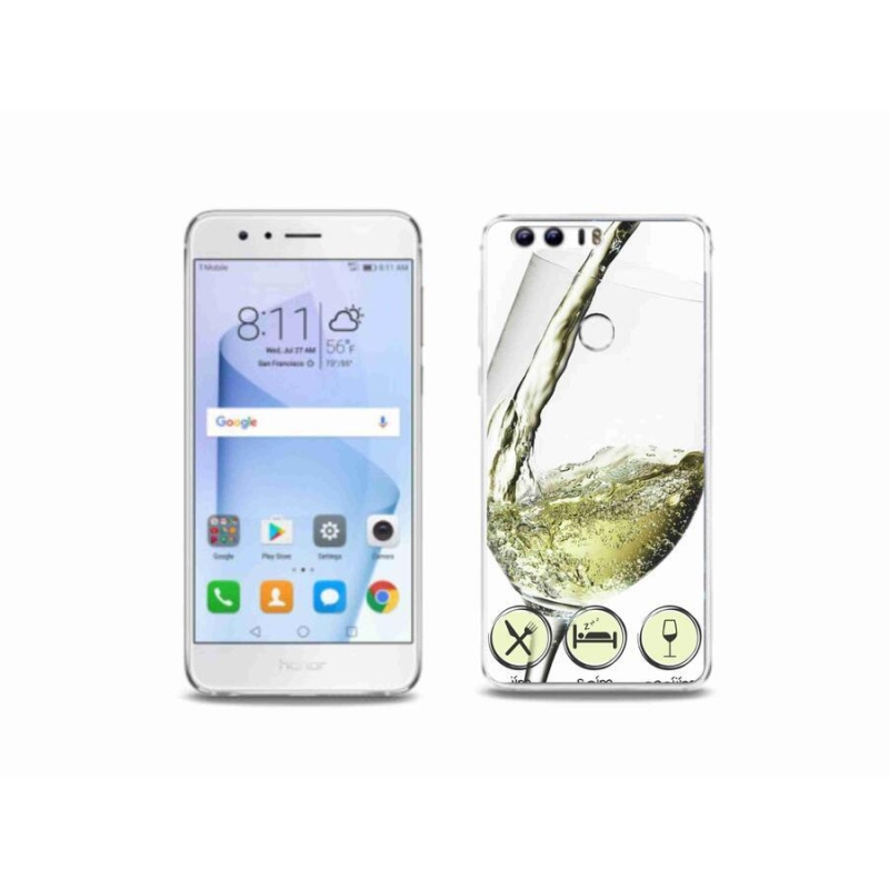 Gelový obal mmCase na mobil Honor 8 - sklenička vína bílé