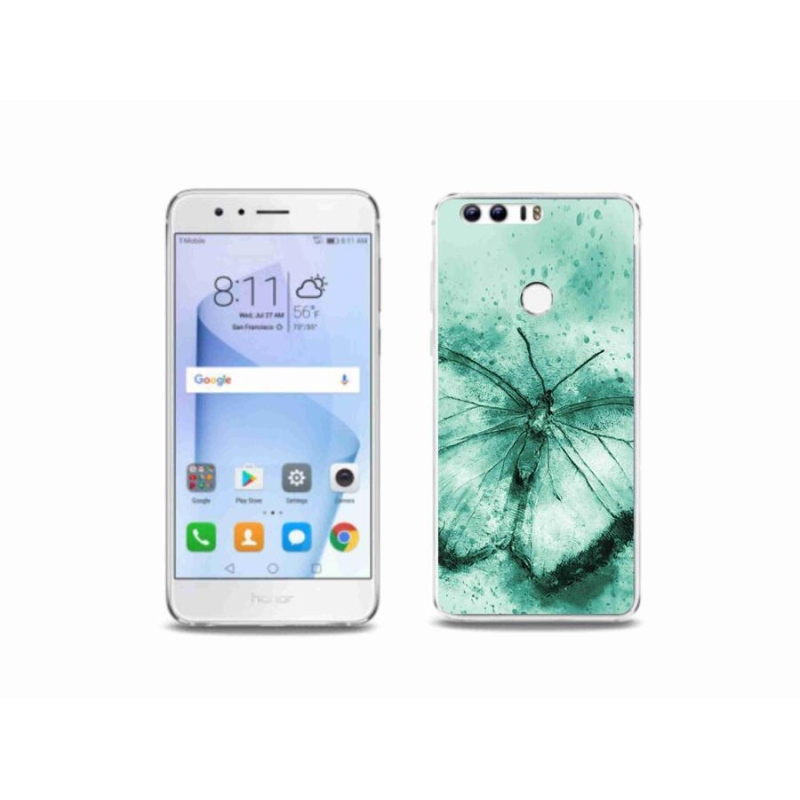 Gelový obal mmCase na mobil Honor 8 - zelený motýl