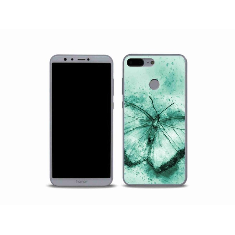 Gelový obal mmCase na mobil Honor 9 Lite - zelený motýl