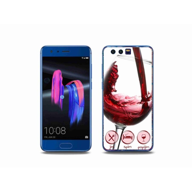 Gelový obal mmCase na mobil Honor 9 - sklenička vína červené