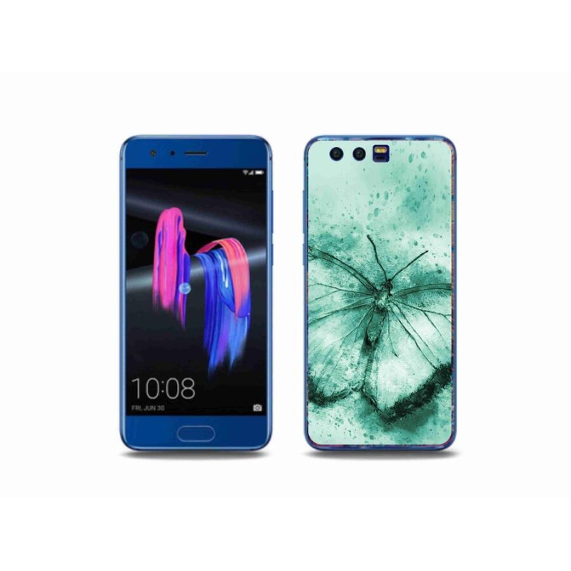 Gelový obal mmCase na mobil Honor 9 - zelený motýl