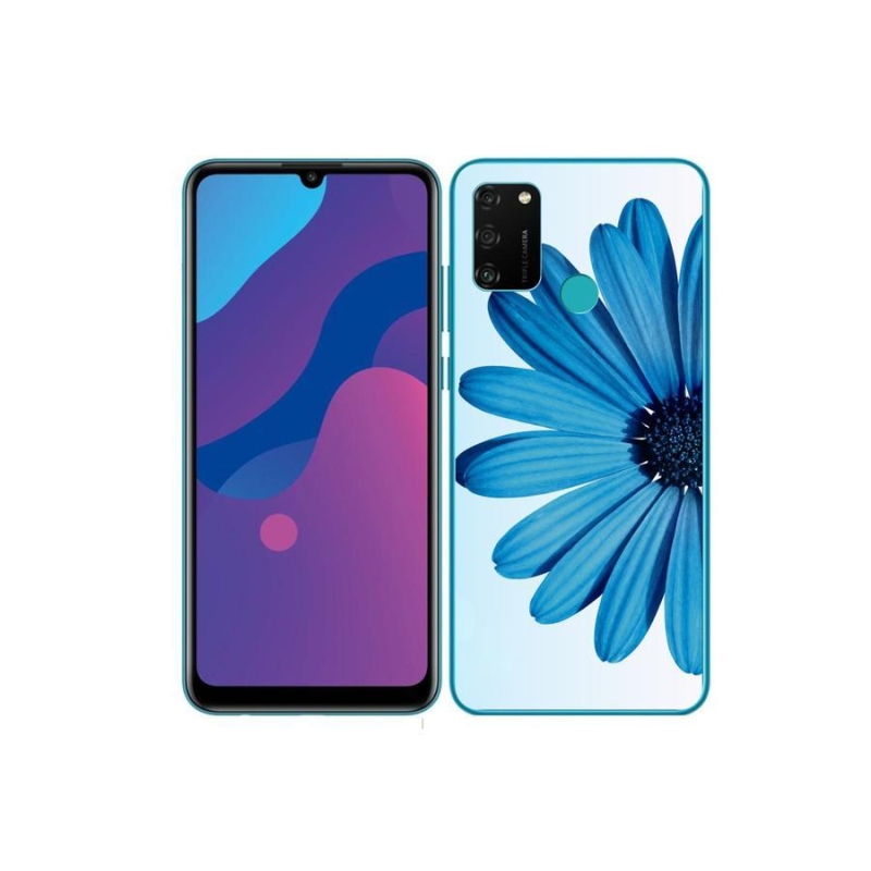 Gelový obal mmCase na mobil Honor 9A - modrá kopretina