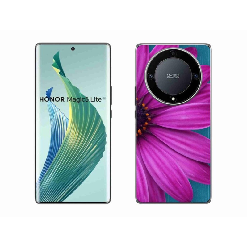 Gelový obal mmCase na mobil Honor Magic 5 Lite 5G - fialová kopretina