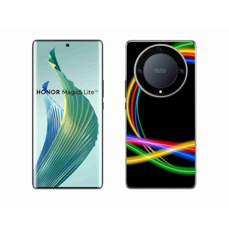 Gelový obal mmCase na mobil Honor Magic 5 Lite 5G - neonové kruhy