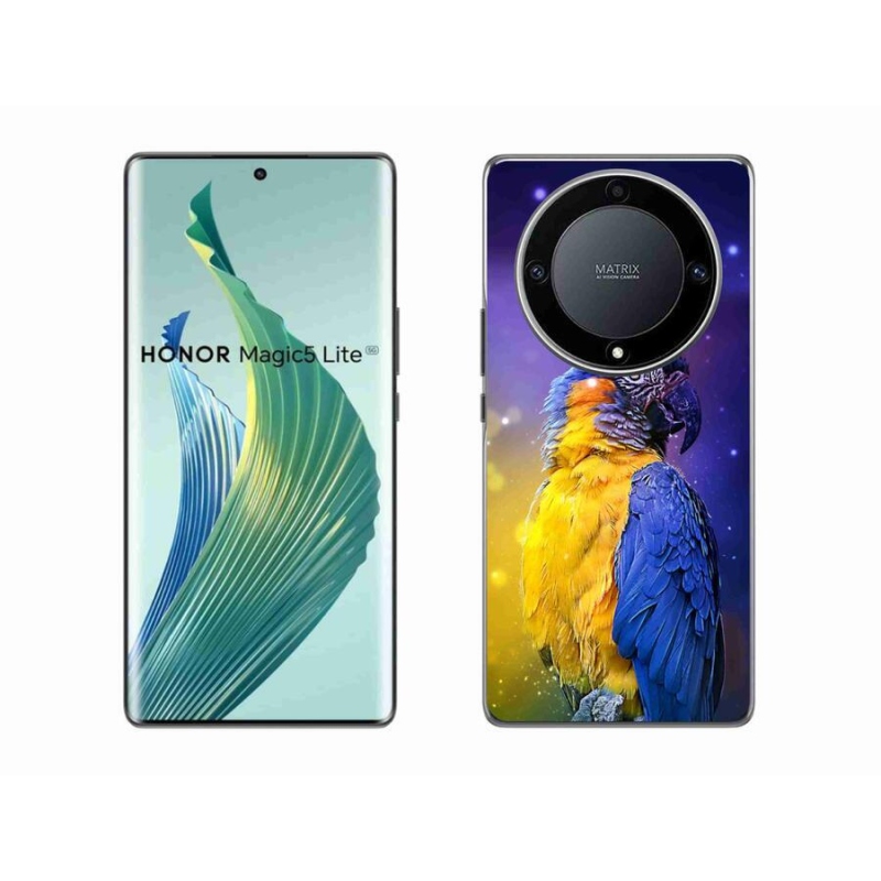 Gelový obal mmCase na mobil Honor Magic 5 Lite 5G - papoušek ara 1