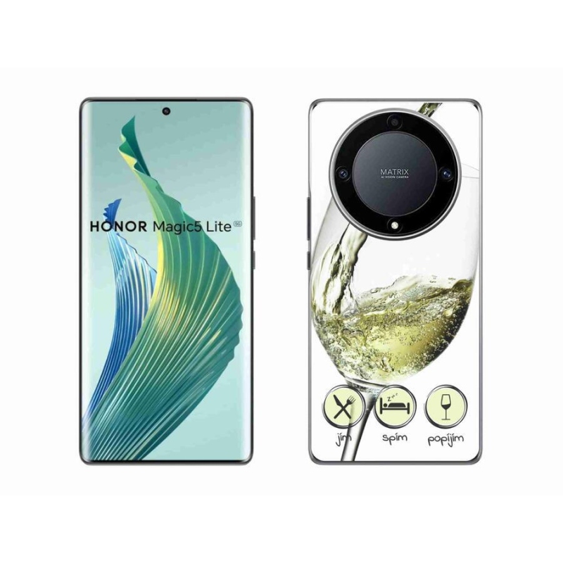 Gelový obal mmCase na mobil Honor Magic 5 Lite 5G - sklenička vína bílé