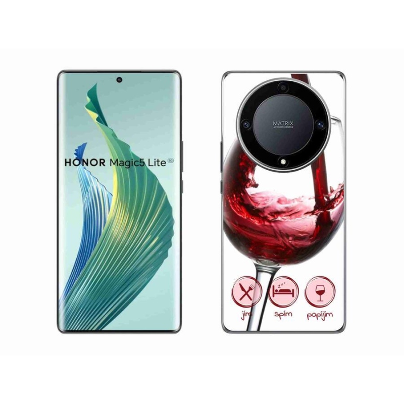 Gelový obal mmCase na mobil Honor Magic 5 Lite 5G - sklenička vína červené