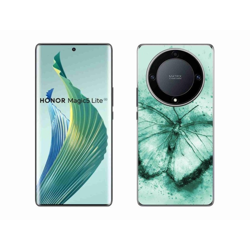 Gelový obal mmCase na mobil Honor Magic 5 Lite 5G - zelený motýl