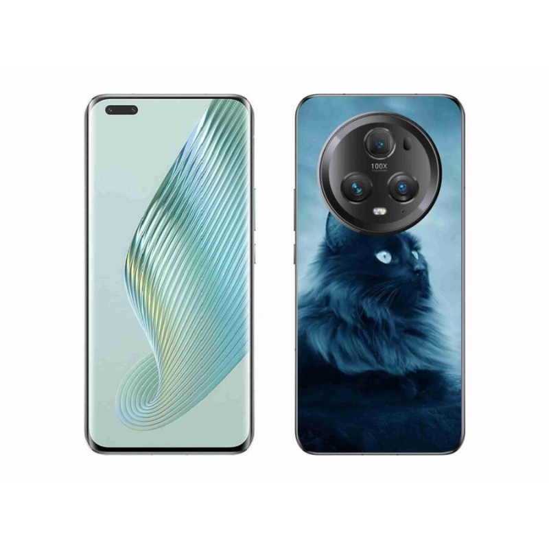 Gelový obal mmCase na mobil Honor Magic 5 Pro 5G - černá kočka 1