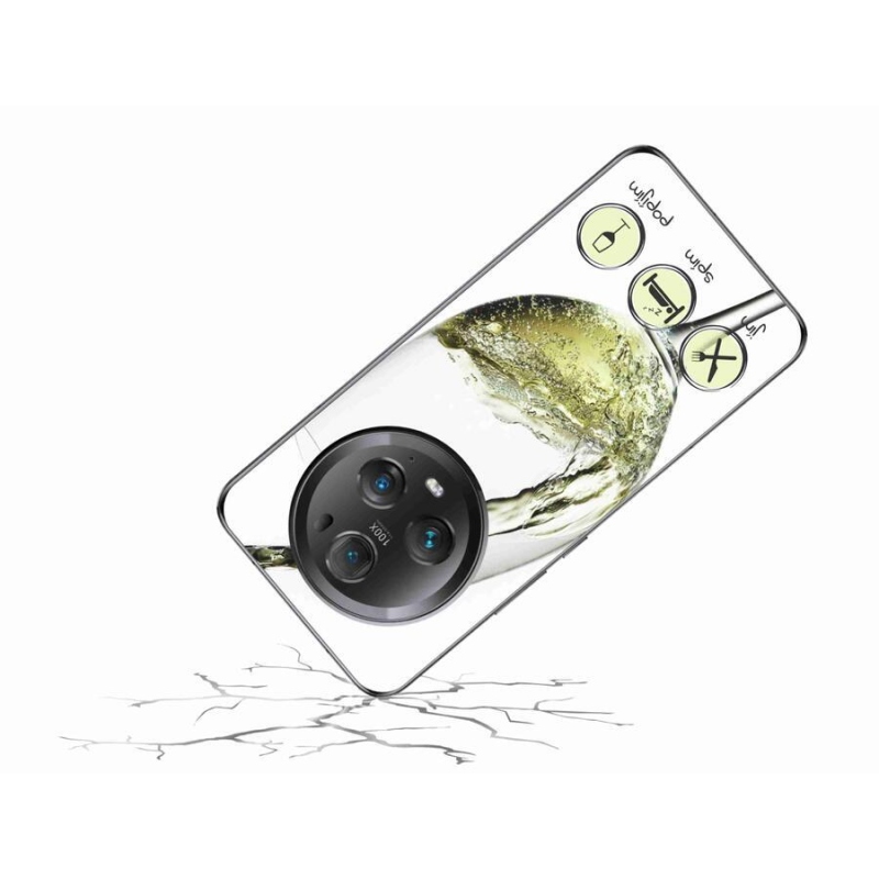 Gelový obal mmCase na mobil Honor Magic 5 Pro 5G - sklenička vína bílé