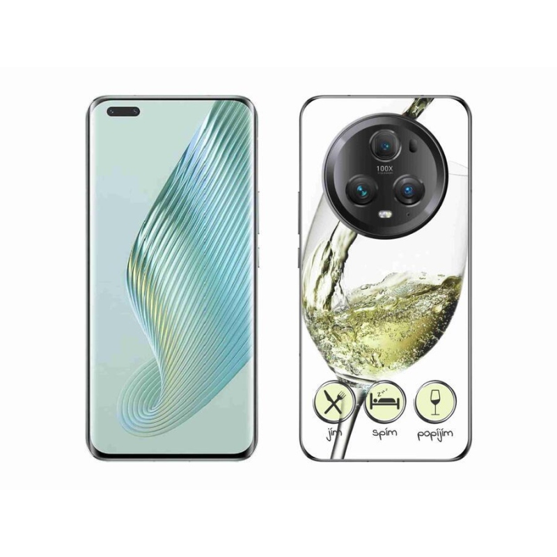 Gelový obal mmCase na mobil Honor Magic 5 Pro 5G - sklenička vína bílé