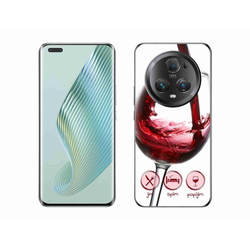 Gelový obal mmCase na mobil Honor Magic 5 Pro 5G - sklenička vína červené