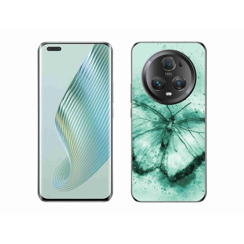 Gelový obal mmCase na mobil Honor Magic 5 Pro 5G - zelený motýl
