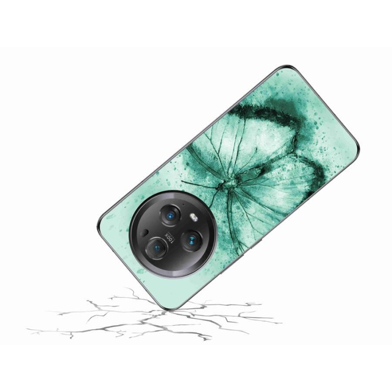 Gelový obal mmCase na mobil Honor Magic 5 Pro 5G - zelený motýl