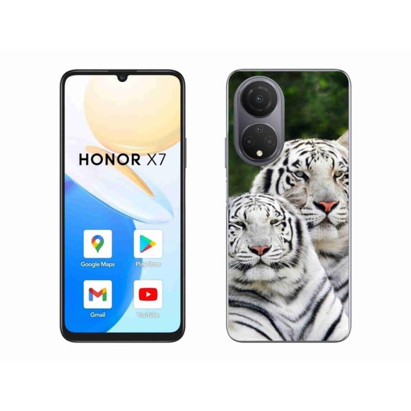 Gelový obal mmCase na mobil Honor X7 - bílí tygři