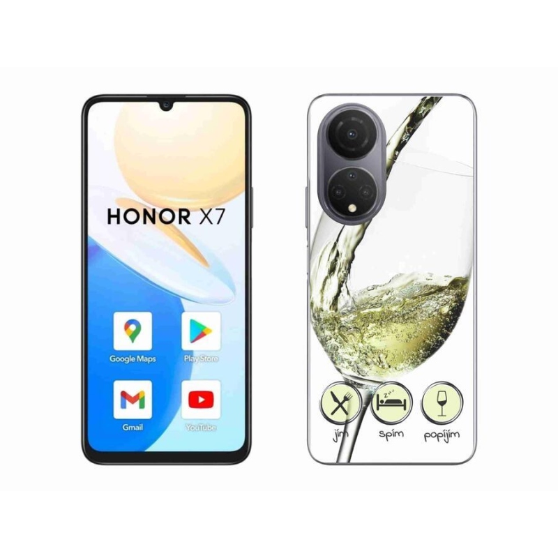 Gelový obal mmCase na mobil Honor X7 - sklenička vína bílé