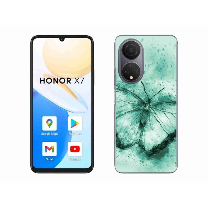 Gelový obal mmCase na mobil Honor X7 - zelený motýl