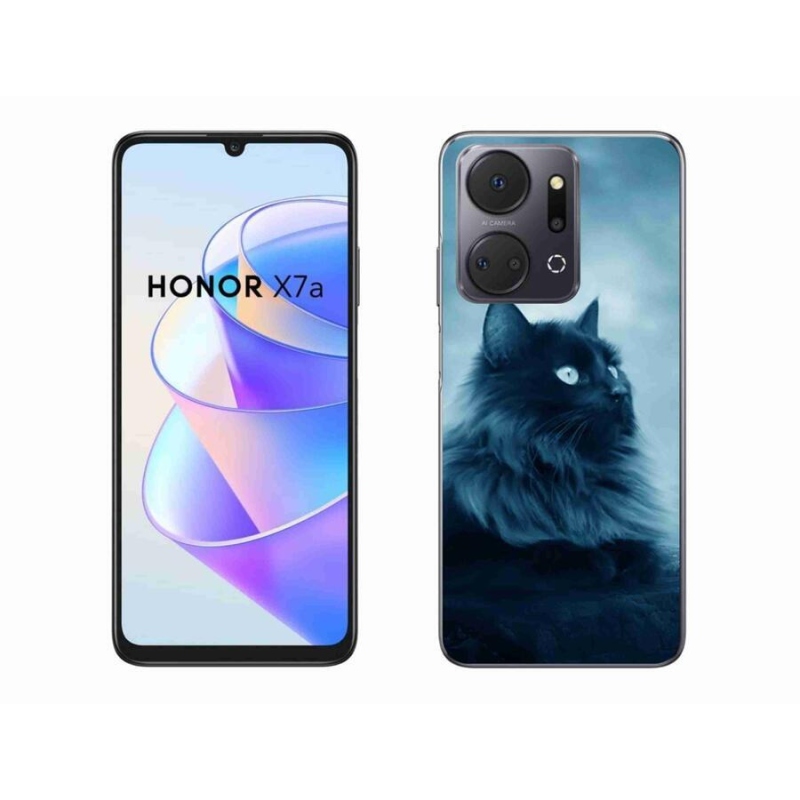 Gelový obal mmCase na mobil Honor X7a - černá kočka 1