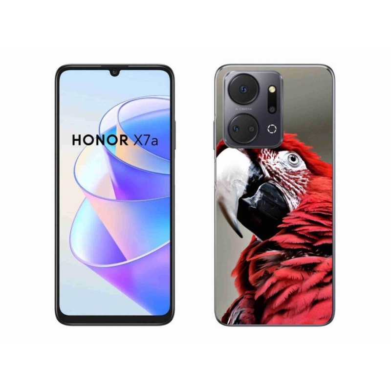 Gelový obal mmCase na mobil Honor X7a - papoušek ara červený