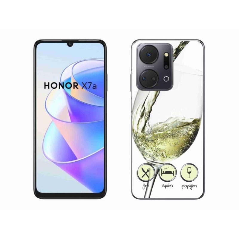 Gelový obal mmCase na mobil Honor X7a - sklenička vína bílé