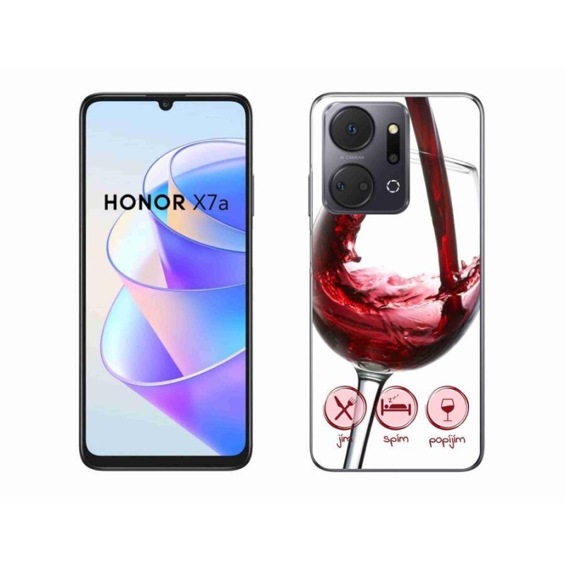 Gelový obal mmCase na mobil Honor X7a - sklenička vína červené