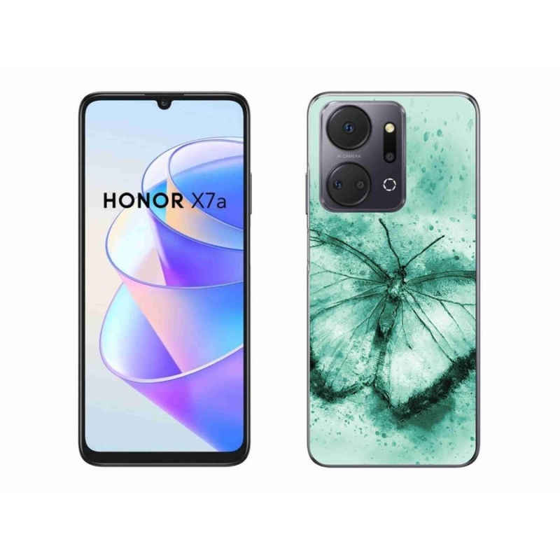 Gelový obal mmCase na mobil Honor X7a - zelený motýl