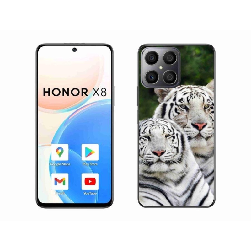 Gelový obal mmCase na mobil Honor X8 4G - bílí tygři