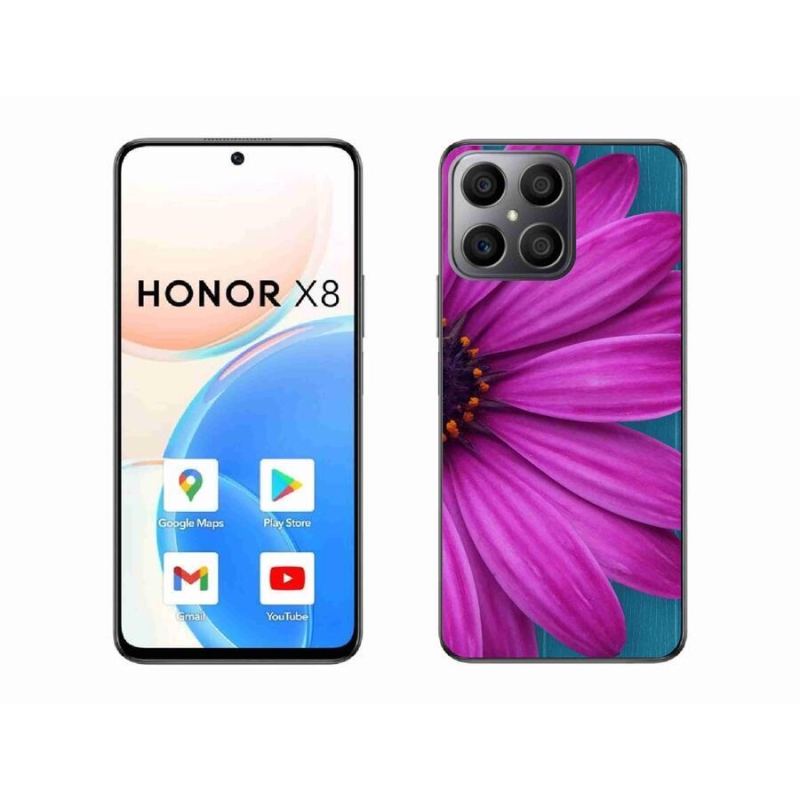 Gelový obal mmCase na mobil Honor X8 4G - fialová kopretina