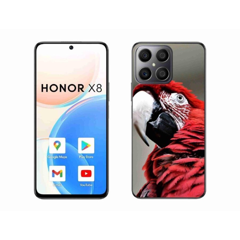 Gelový obal mmCase na mobil Honor X8 4G - papoušek ara červený