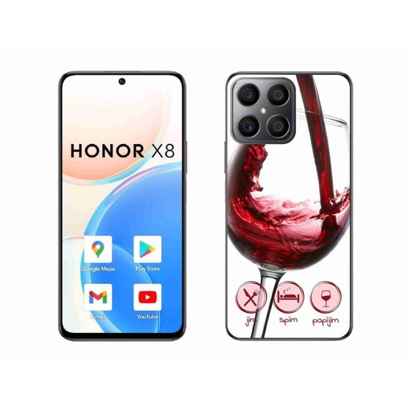 Gelový obal mmCase na mobil Honor X8 4G - sklenička vína červené